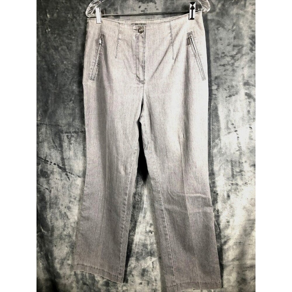 Jacky Vanilia Becky Woman's Gray Denim Trouser Pants Size 14 With Zip - Picture 1 of 16
